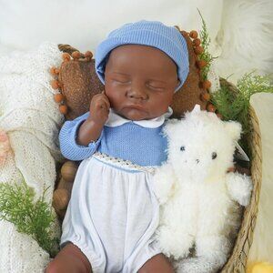 17.32in Full Silicone Reborn tan Baby Girl Dolls Lifelike 6.8LB Weight Baby